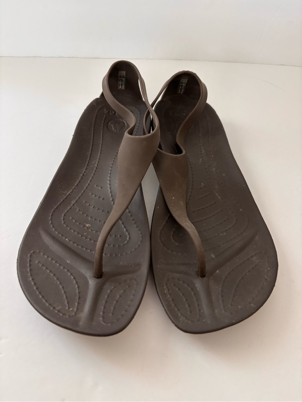 Crocs Serena Sexi Flip Flop Sandals Brown Thong Slingback Comfort Women’s Size 8